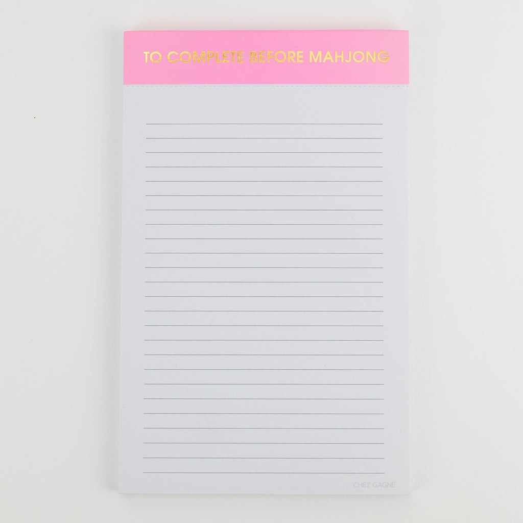 To Complete Before Mahjong - Lined Notepad - Neon Peony