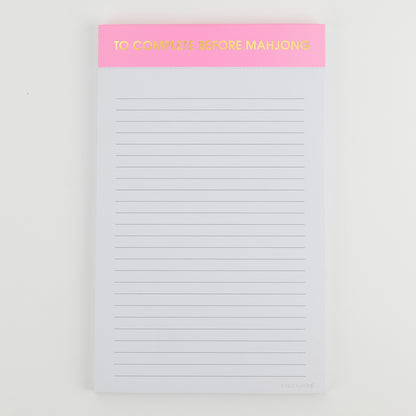 To Complete Before Mahjong - Lined Notepad - Neon Peony