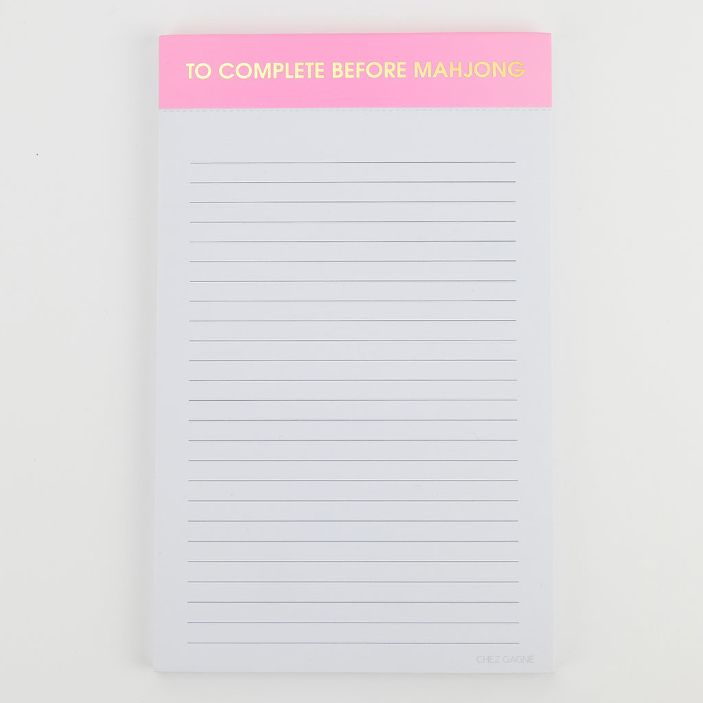 To Complete Before Mahjong - Lined Notepad - Neon Peony