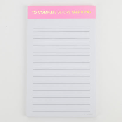 To Complete Before Mahjong - Lined Notepad - Neon Peony