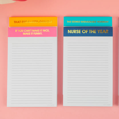 Nurse of the Year - Lined Notepad  - Hystar Navy - 5"x8"