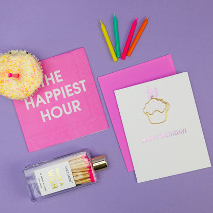 Happy Birthday Candles 21 - Paperclip Letterpress Card