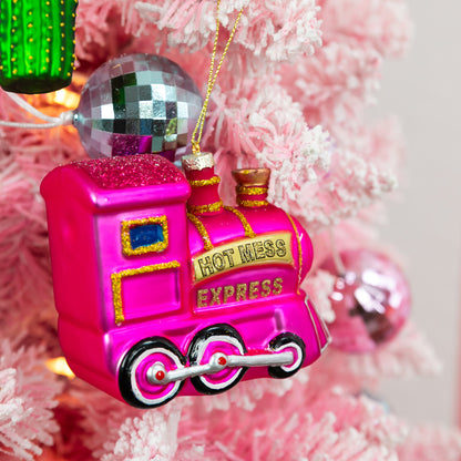 Hot Mess Express - Locomotive Train - Glass Ornament