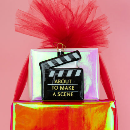 About To Make A Scene - Director's Clapboard Glass Ornament
