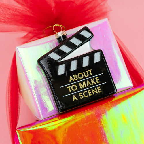 About To Make A Scene - Director's Clapboard Glass Ornament