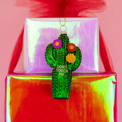 Don't Touch Me - Cactus Glass Ornament