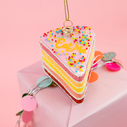 Eat Me - Cake Slice Glass Ornament