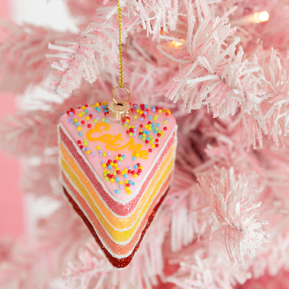 Eat Me - Cake Slice Glass Ornament