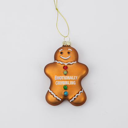 Emotionally Crumbling - Gingerbread Man Glass Ornament