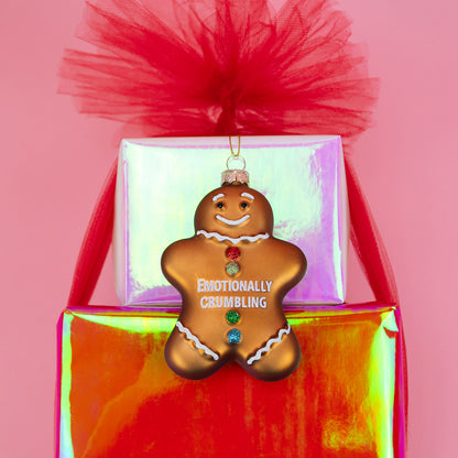 Emotionally Crumbling - Gingerbread Man Glass Ornament