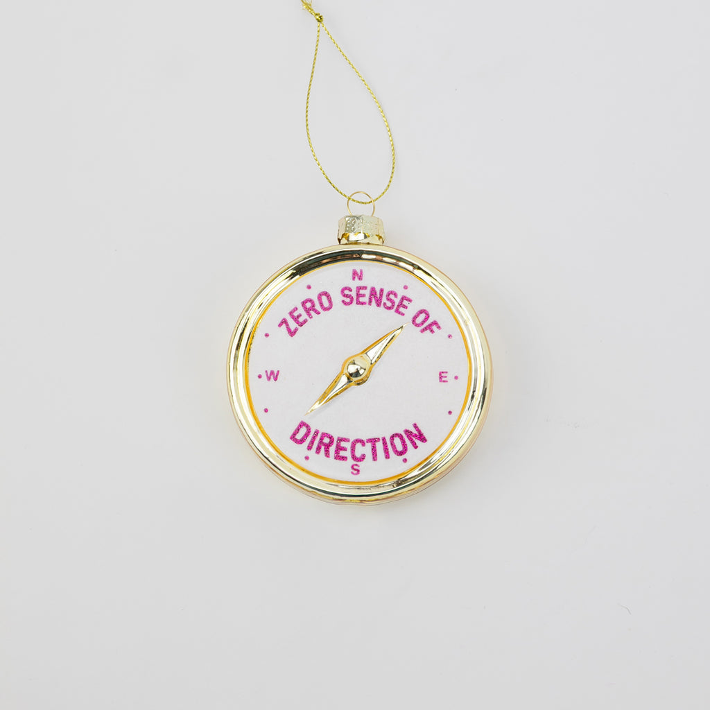 Zero Sense of Direction - Compass Glass Ornament