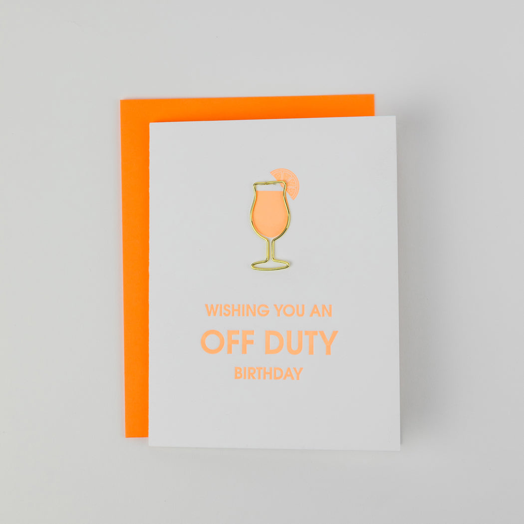 Off Duty Birthday - Paperclip Letterpress Card