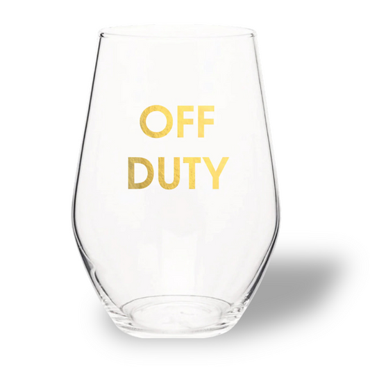 Off Duty - Gold Foil Stemless Wine Glass