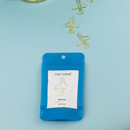 Airplane - Unique Gold Plated Paper Clips - Pack of 25