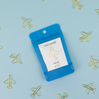 Airplane - Unique Gold Plated Paper Clips - Pack of 25