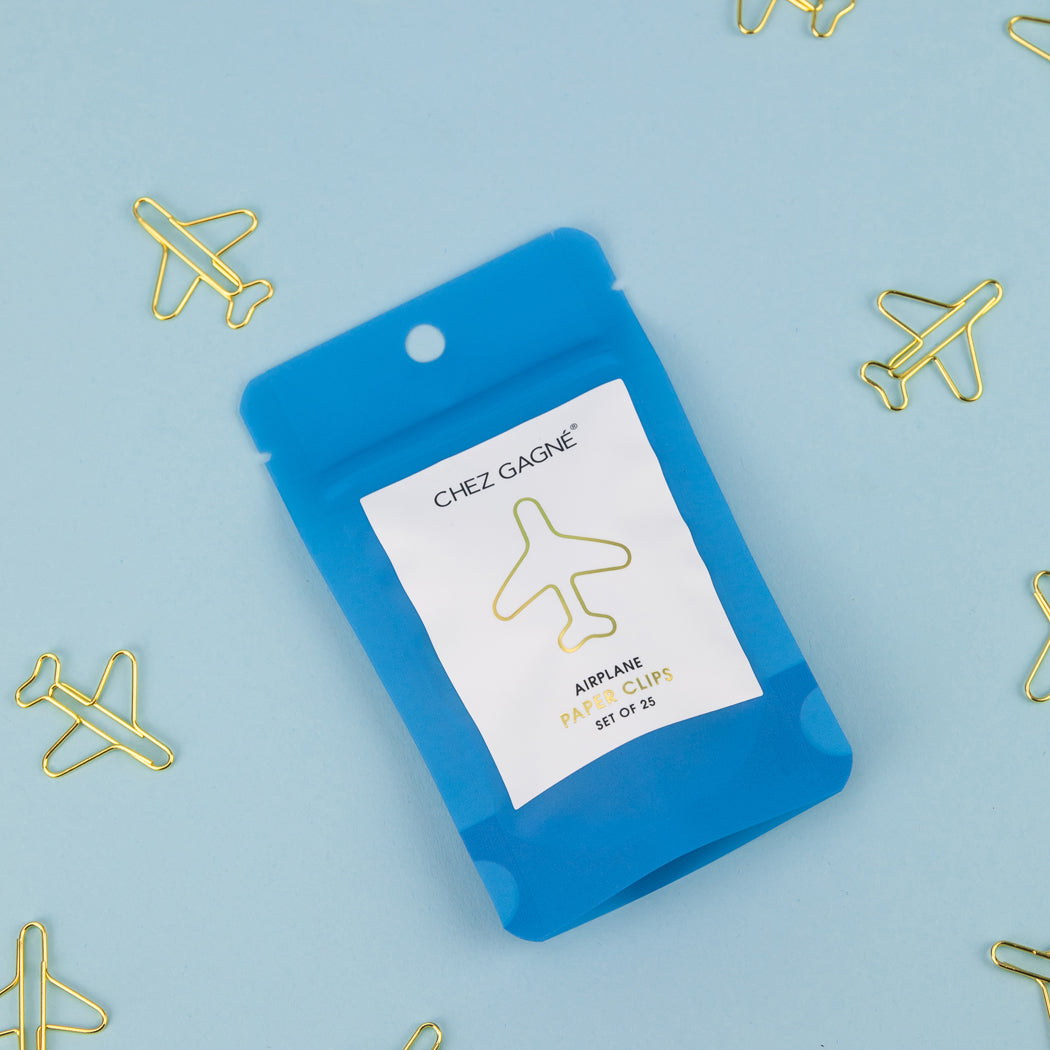 Airplane - Unique Gold Plated Paper Clips - Pack of 25