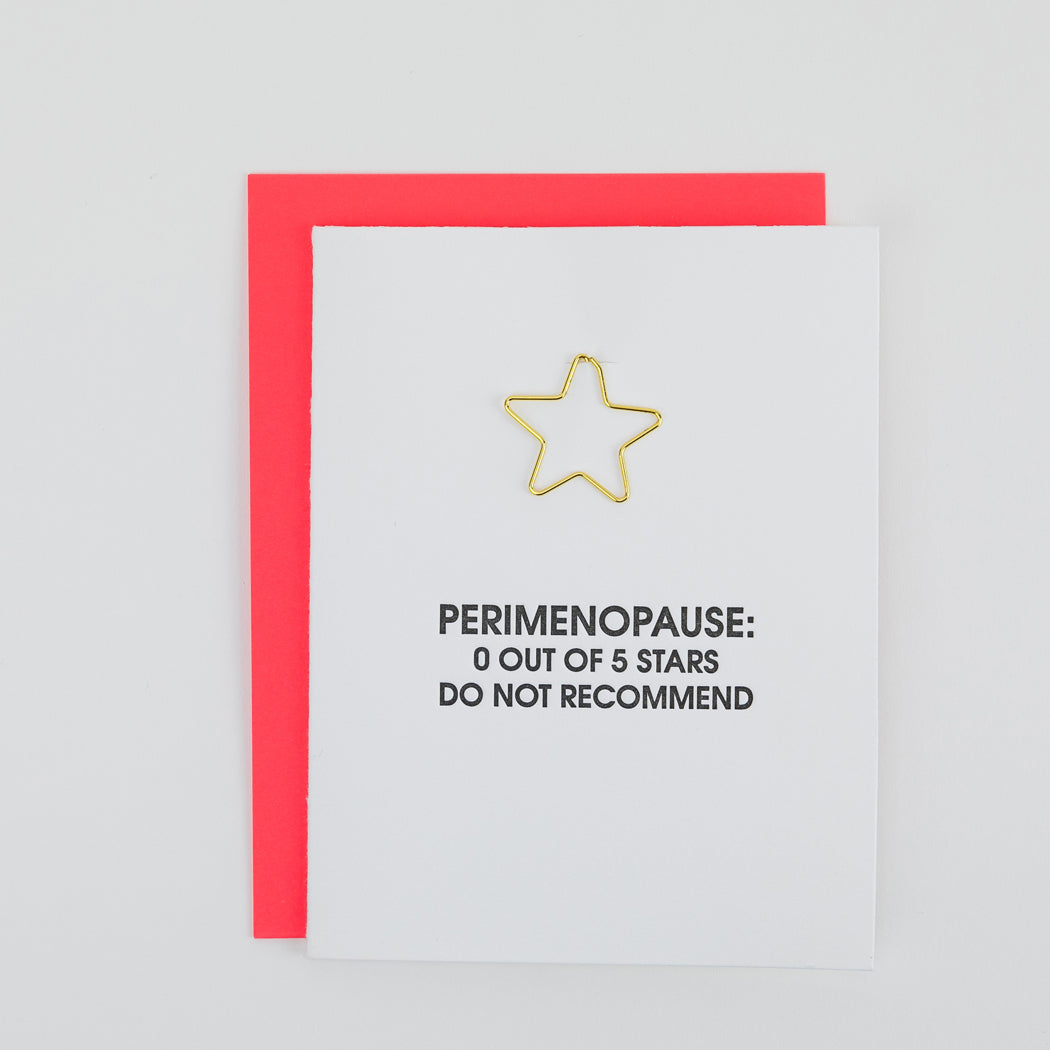 Perimenopause : 0/5 Stars - Star Paperclip Letterpress Card