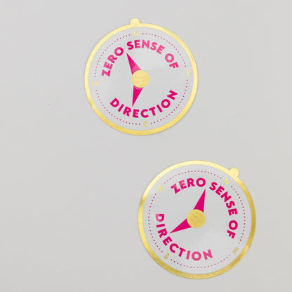 Zero Sense of Direction - Compass - Funny Vinyl Sticker