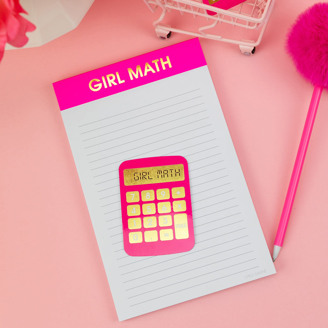 Girl Math - Lined Notepad - Bright Pink