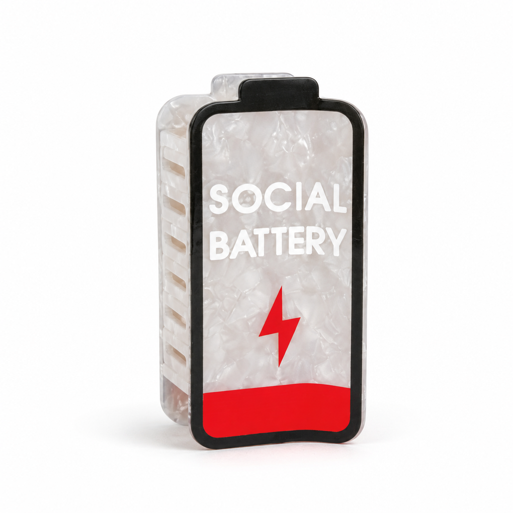 Social Battery - Low Battery - Acetate Hair Claw Clip