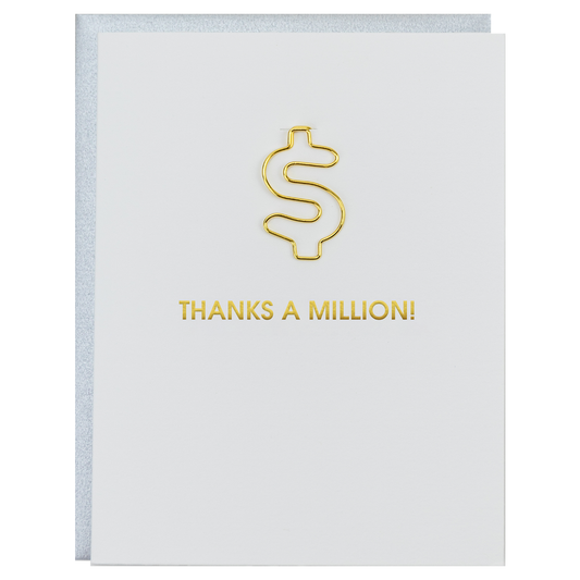 Thanks A Million - Money Paper Clip Letterpress Card