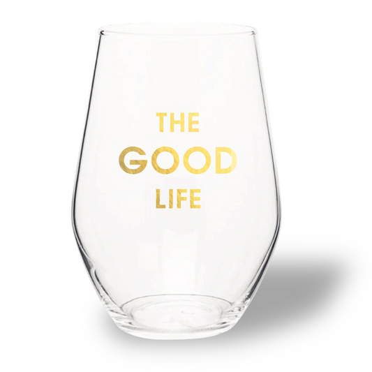 The Good Life - Gold Foil Stemless Wine Glass