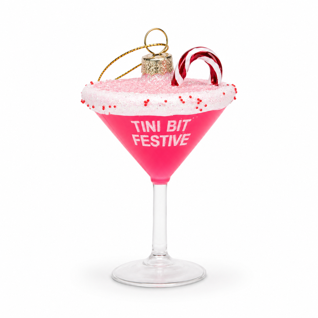 Tini Bit Festive - Holiday Martini - Glass Holiday Ornament
