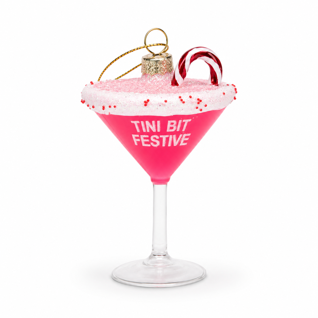 Tini Bit Festive - Holiday Martini - Glass Holiday Ornament