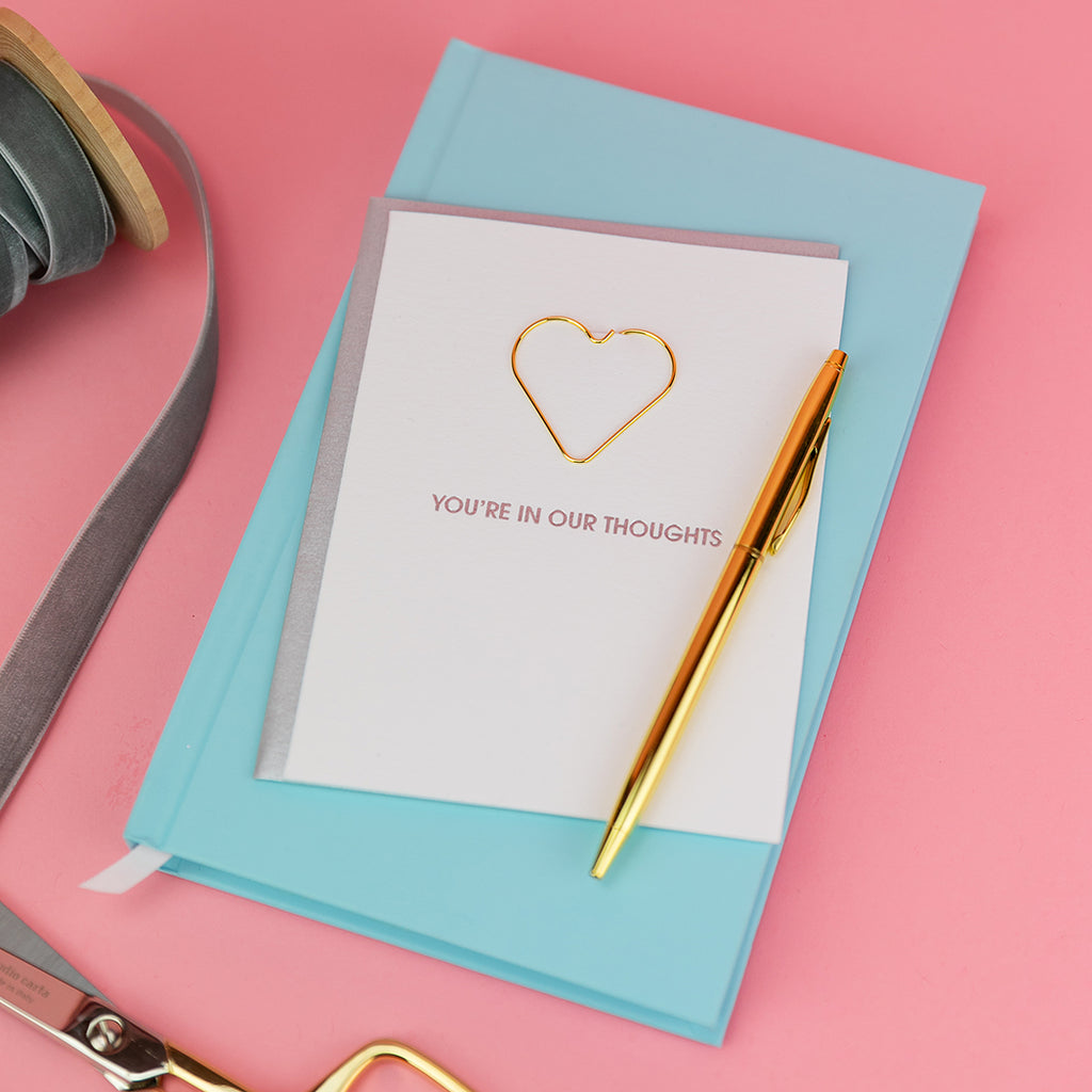 You're In Our Thoughts - Paper Clip Letterpress Card
