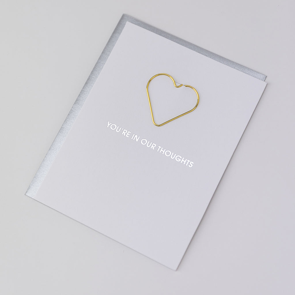 You're In Our Thoughts - Paper Clip Letterpress Card