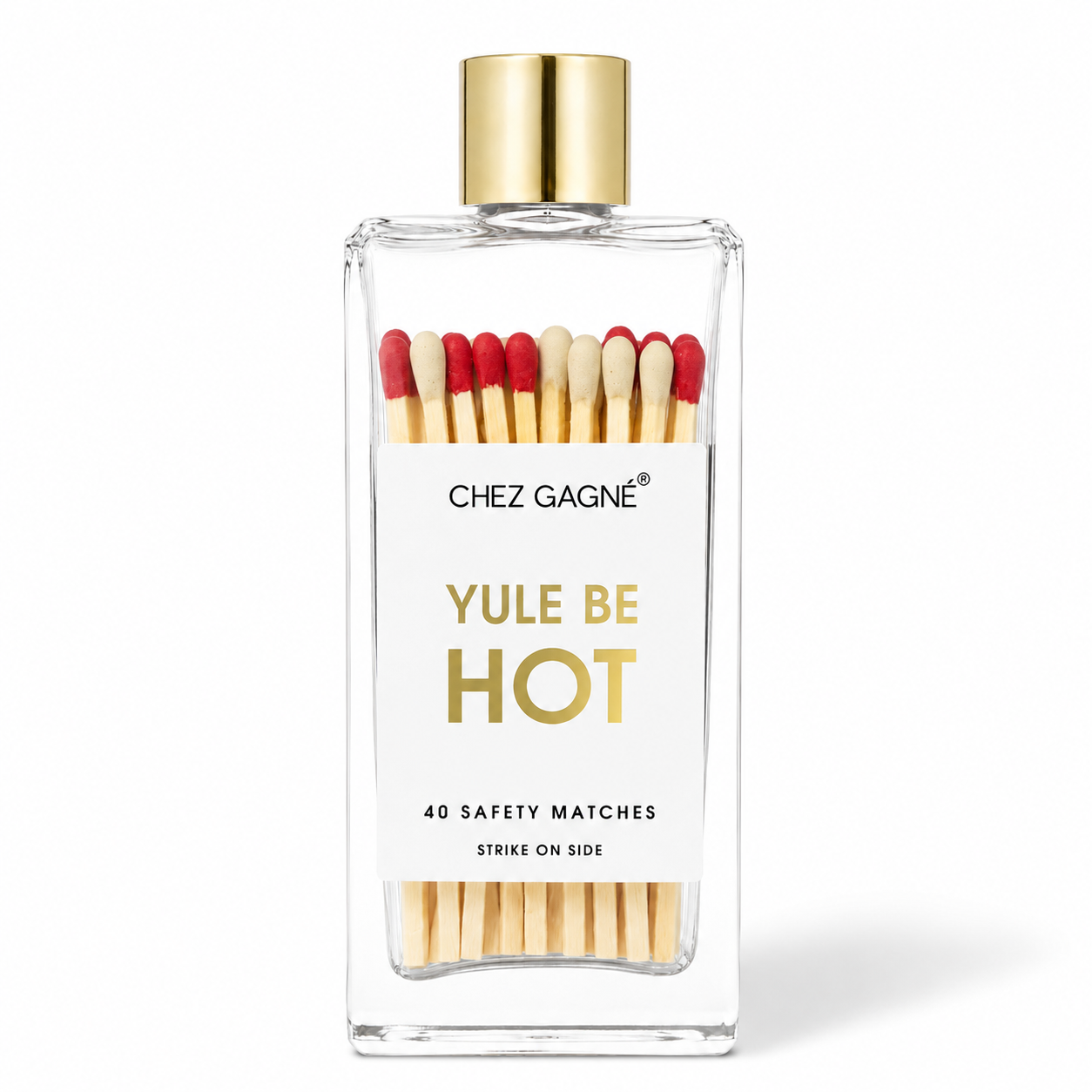 Yule Be Hot - Glass Bottle Safety Matches - Red/White Tips