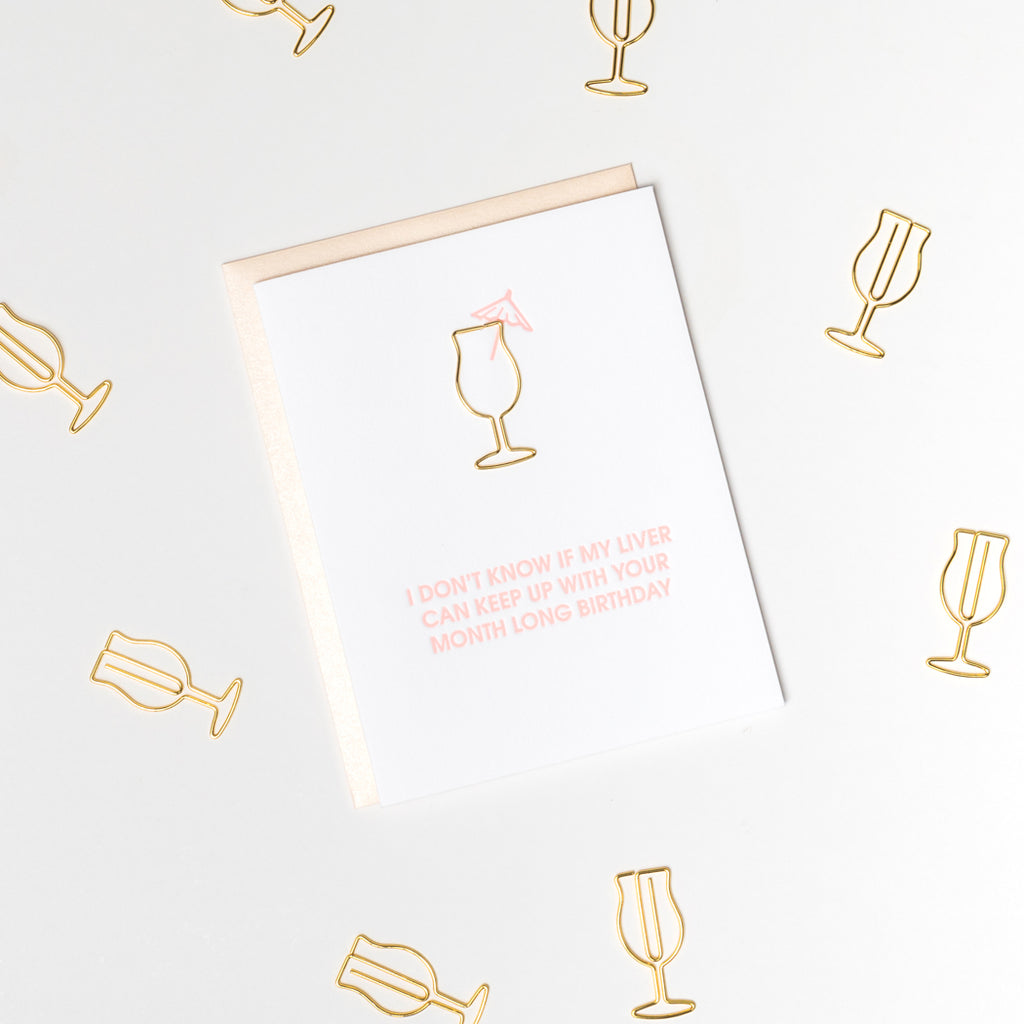 Don't Know If I Can Keep Up Month Long Birthday - Paper Clip Letterpress Card
