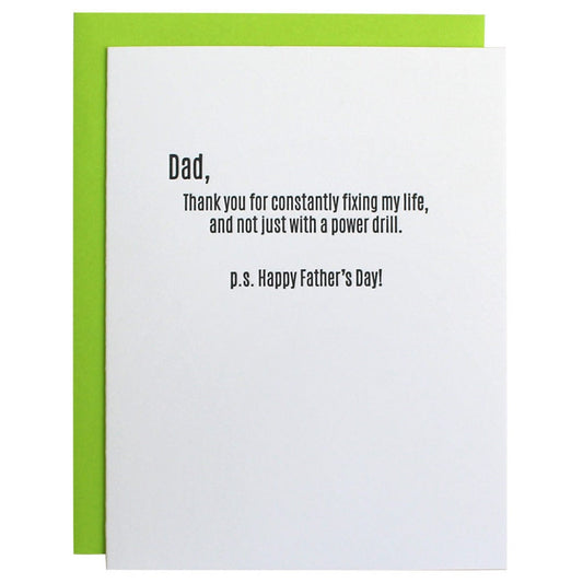 Fixing Life Father's Day -  Letterpress Card