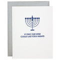 If Only The Wine Could Last 8 Nights - Letterpress Card