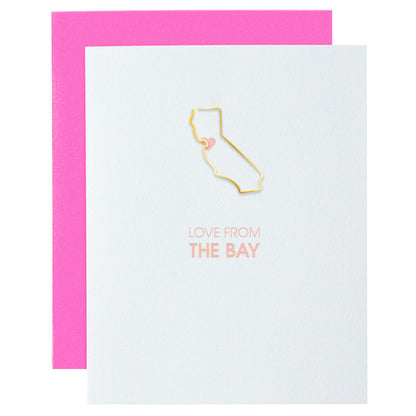 Love From the Bay California Paper Clip Letterpress Card