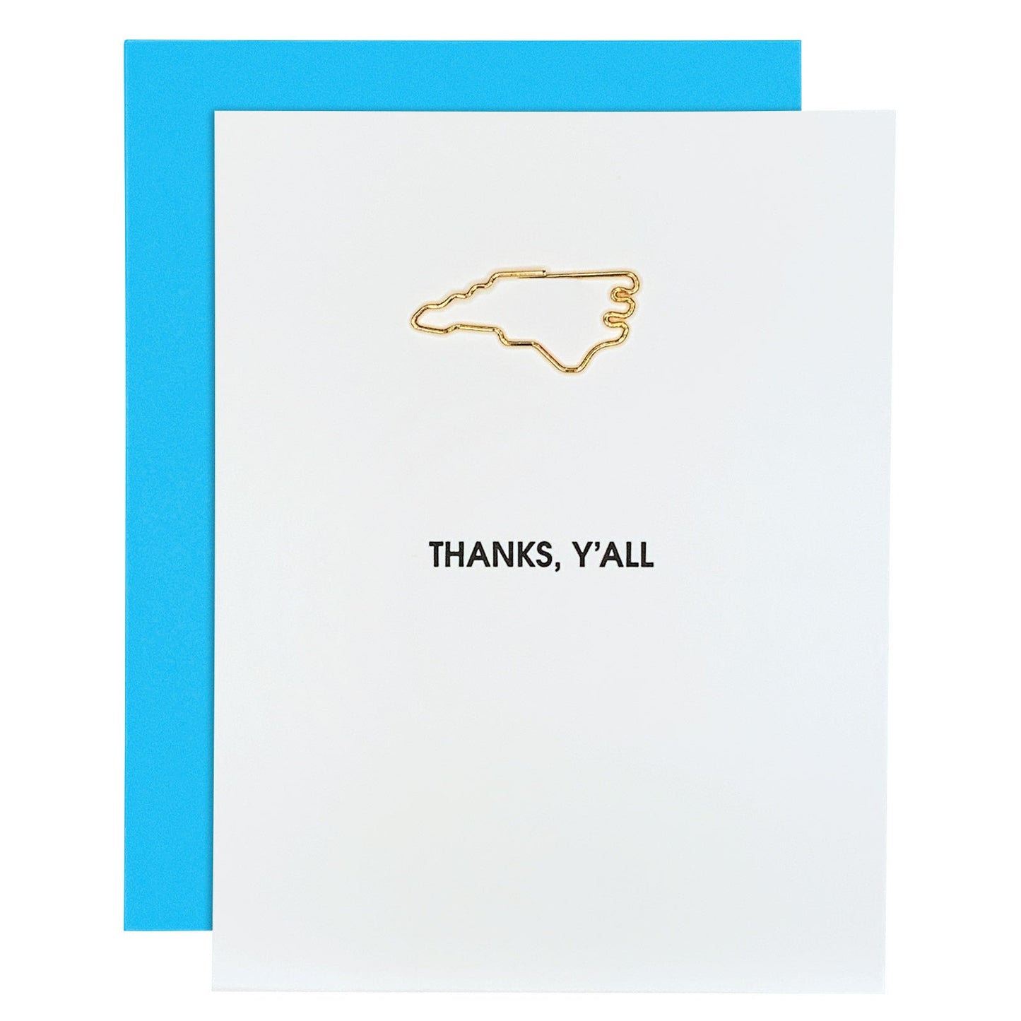 Thanks Y'all North Carolina Paper Clip Letterpress Card