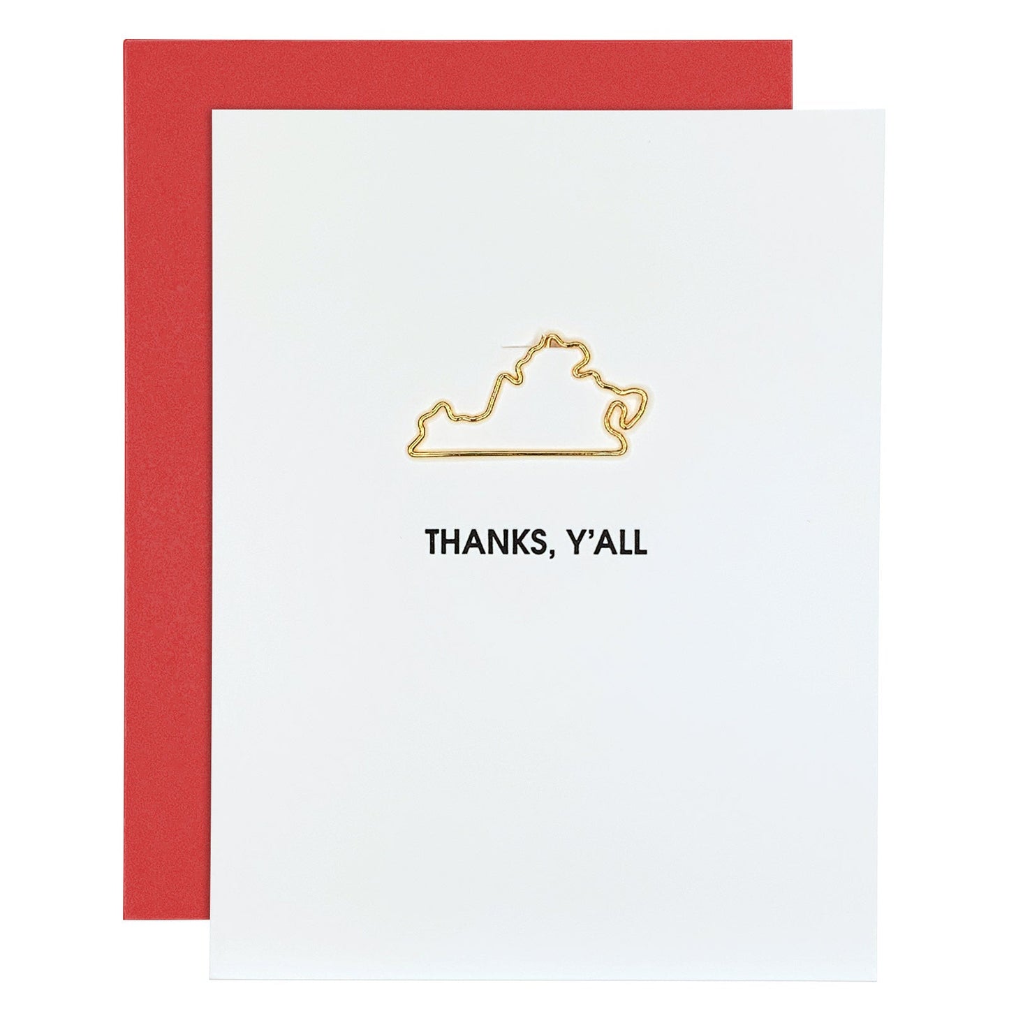 Thanks Y'all Virginia Paper Clip Letterpress Card