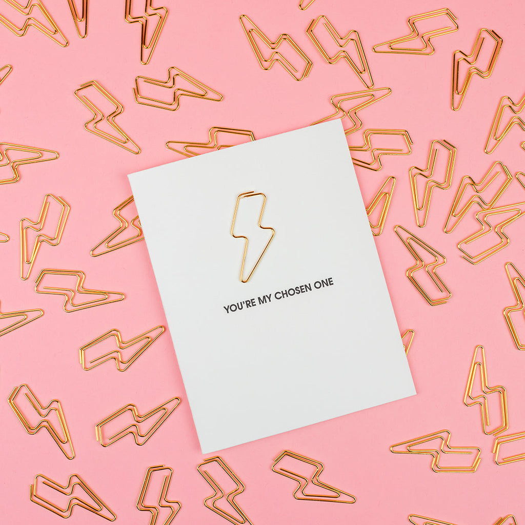 You're My Chosen One -  Lightning Bolt Paper Clip Letterpress Card