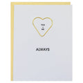 You + Me Always - Heart Paper Clip Letterpress Card