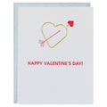 Happy Valentine's Day - Heart Paper Clip Letterpress Card