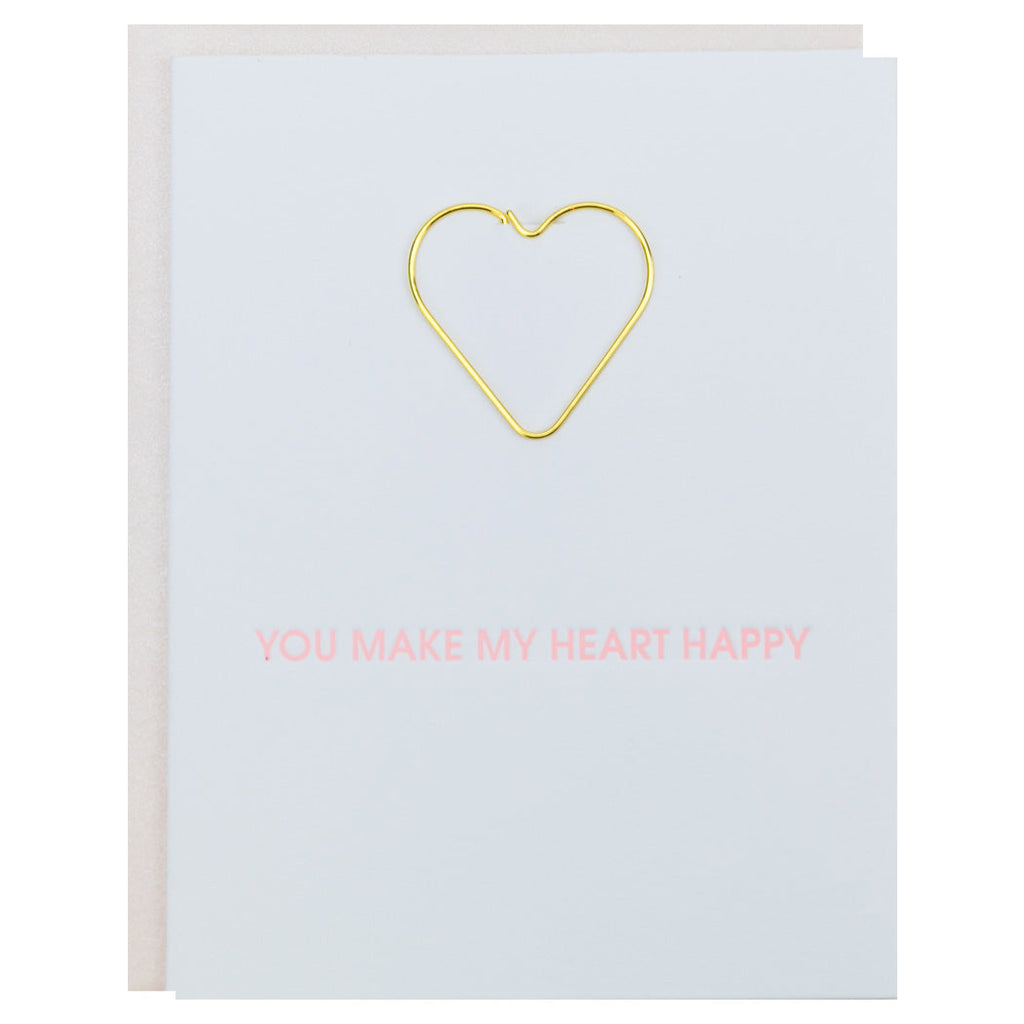 You Make My Heart Happy | Heart Paper Clip Letterpress Card