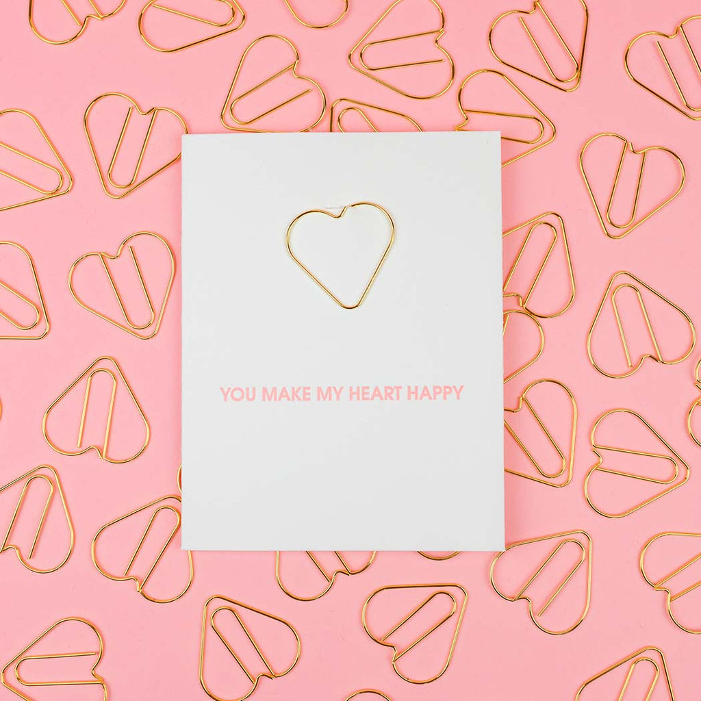 You Make My Heart Happy | Heart Paper Clip Letterpress Card