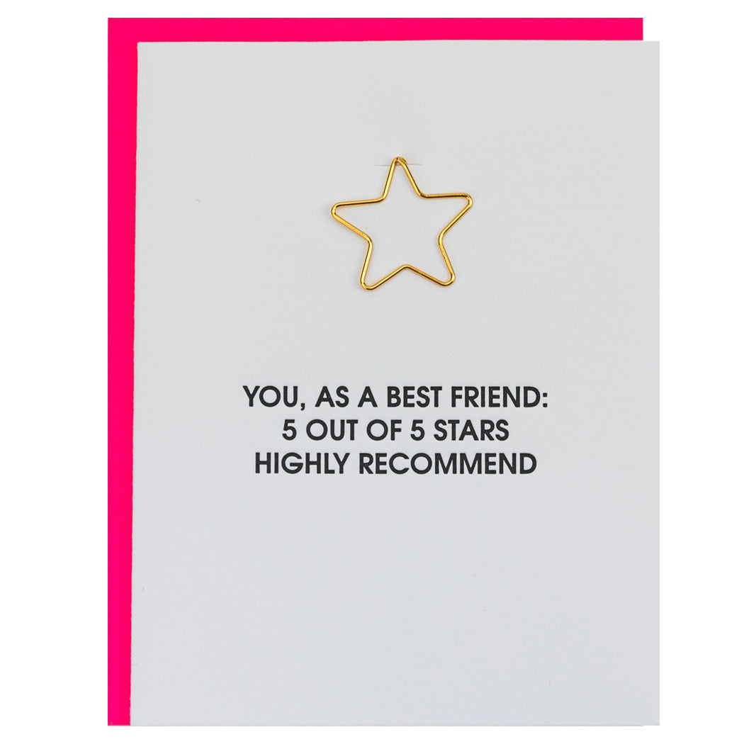 You, as a Best Friend 5 out of 5 Stars. Highly Recommend - Paper Clip Letterpress Card