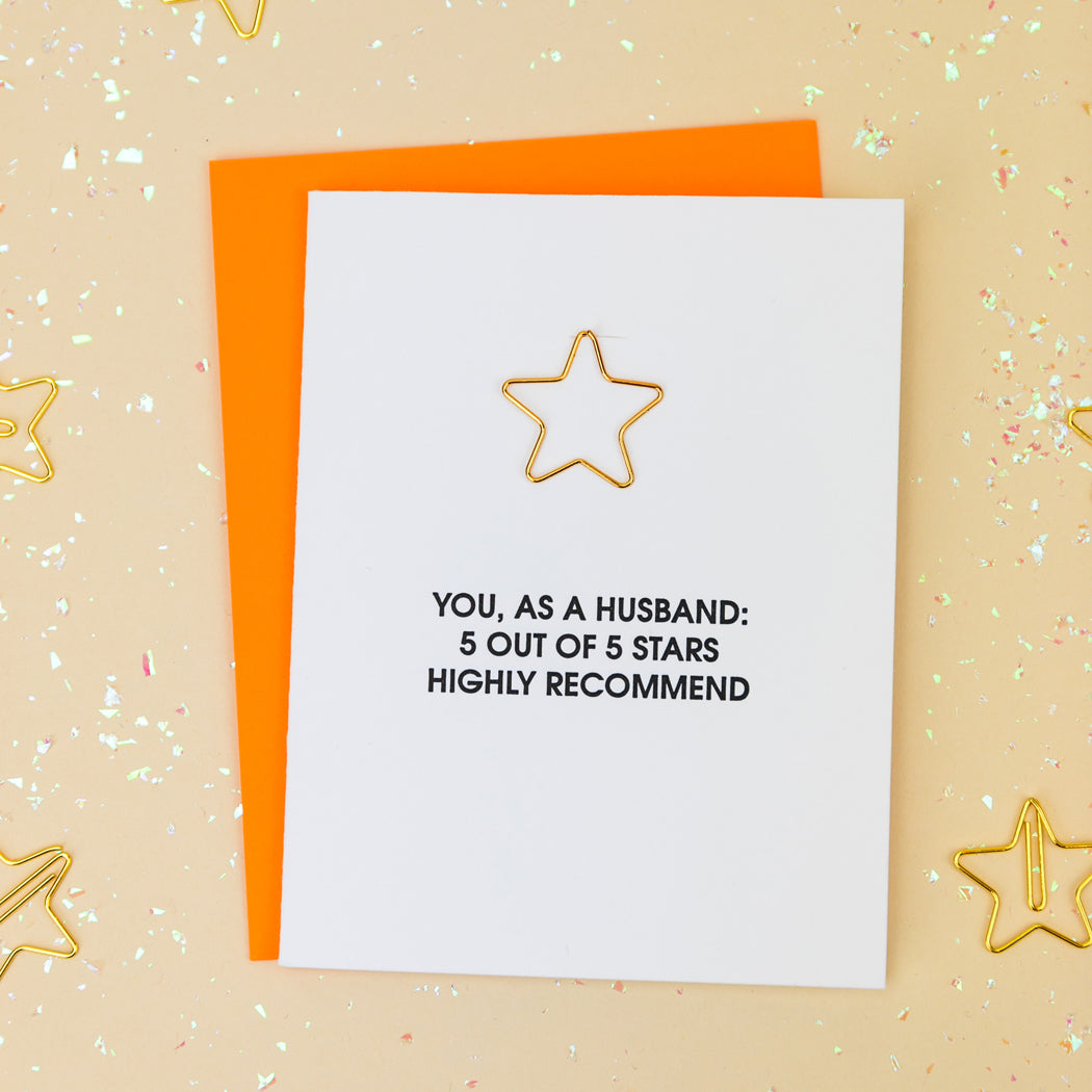 You as a Husband, 5 out of 5 Stars. Highly Recommend - Paper Clip Letterpress Card