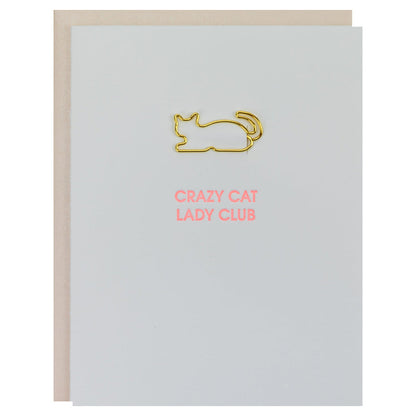 Crazy Cat Lady Club - Paper Clip Letterpress Card