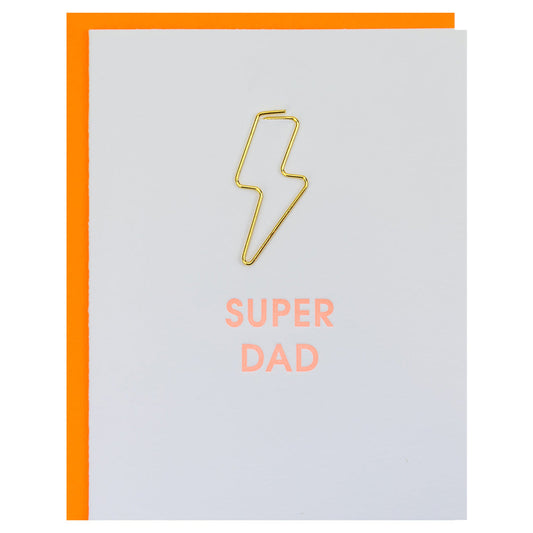 Super Dad - Lightning Bolt Paper Clip Letterpress Card