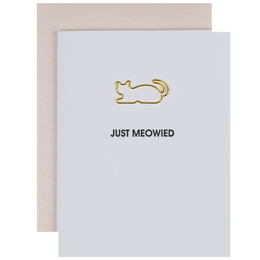 Just Meowied - Cat Paper Clip Letterpress Card