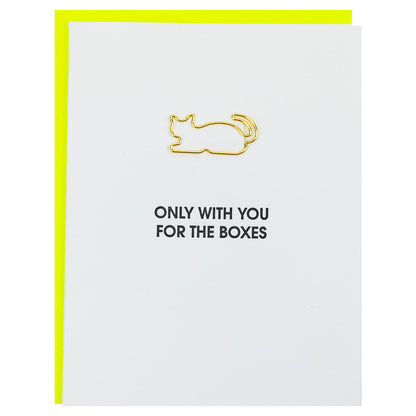 Only With You For the Boxes - Cat Paper Clip Letterpress Card