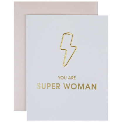 You are Super Woman - Paper Clip Letterpress Card