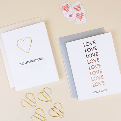 You Feel Like Home - Heart Paper Clip Letterpress Card